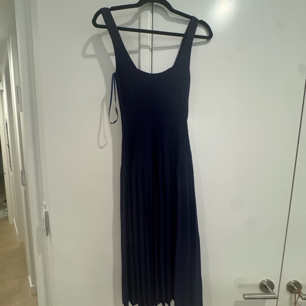STAUD Navy Blue Pleated Maxi Dress - Picture 2 of 5